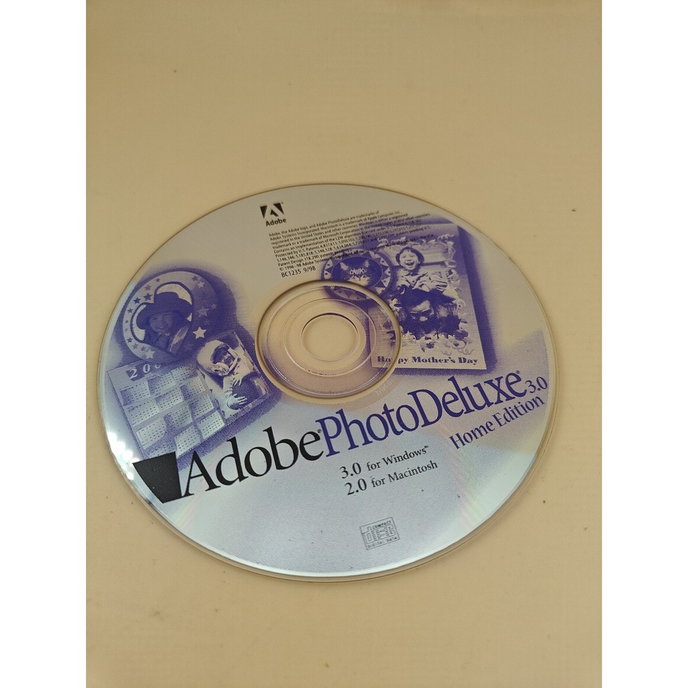 Adobe Photo Deluxe 3.0 Windows 2.0 Mac Vintage 1998 Software CD